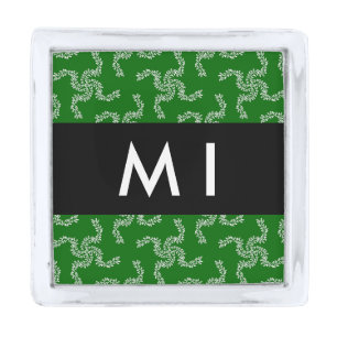 Christmas Garland, Green, Your name, Personalize Silver Finish Lapel Pin