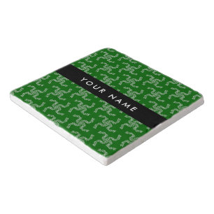 Christmas Garland, Green, Your name, Personalize Trivet