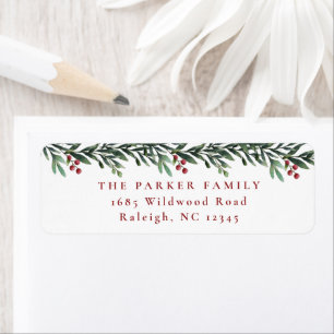 Christmas Garland Greenery Holiday Return Address Label