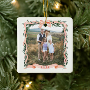 CHRISTMAS GARLAND Photo Ceramic Ornament