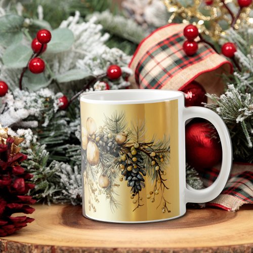 Christmas Garland Pine Cone Branches  Coffee Mug