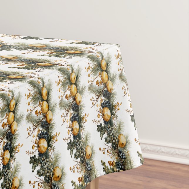 Christmas Garland Pine Cones Pine Branches Gold   Tablecloth (In Situ)