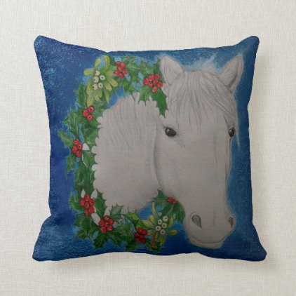 Christmas Garland Pony Throw Pillow