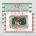 Christmas Garland Red Ribbon Green Gingham Holiday Card
