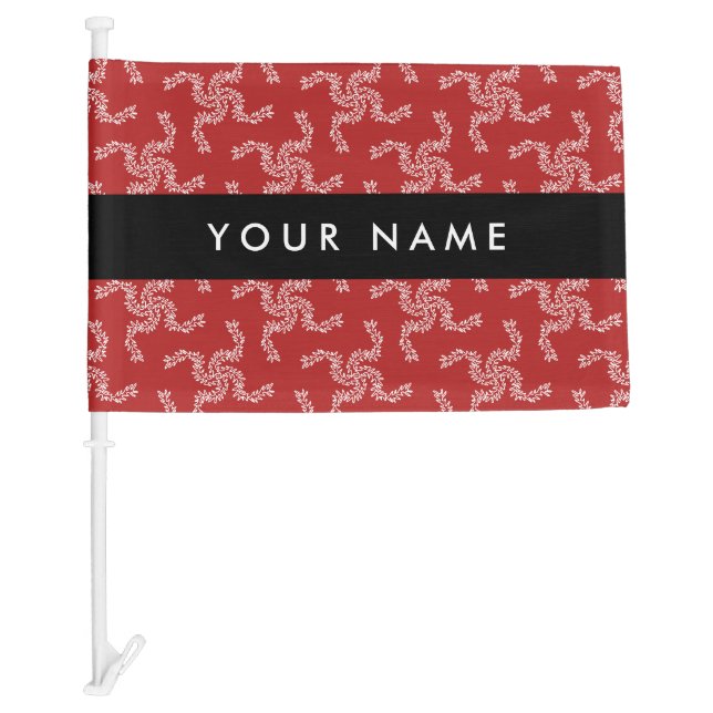 Christmas Garland, Red, Your name, Personalize Car Flag (Front)