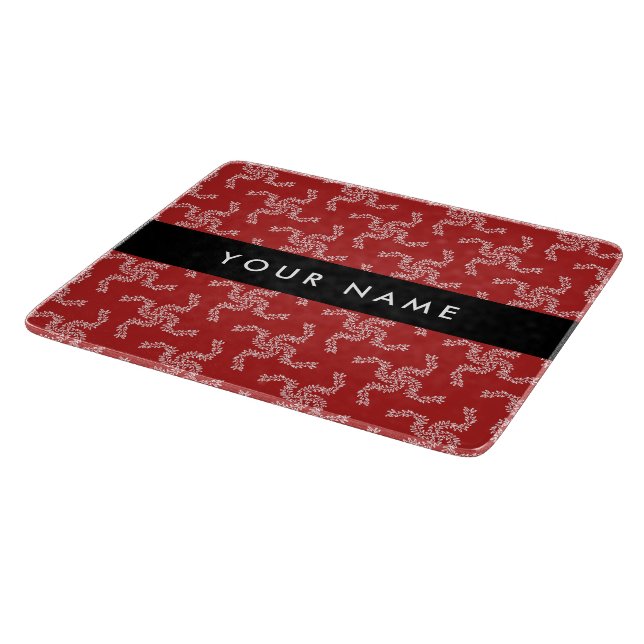 Christmas Garland, Red, Your name, Personalize Cutting Board (Corner)