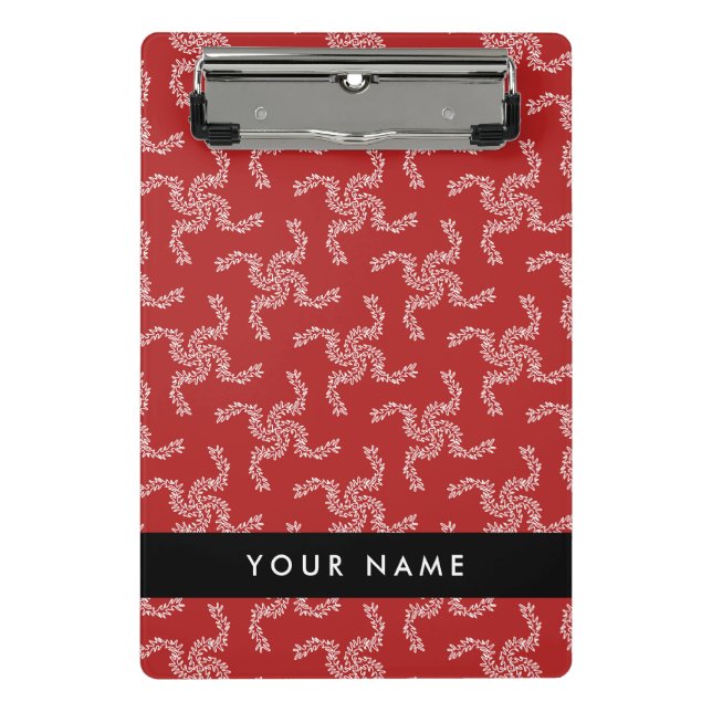 Christmas Garland, Red, Your name, Personalize Mini Clipboard (Front)