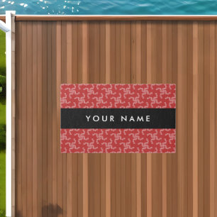 Christmas Garland, Red, Your name, Personalize Outdoor Rug