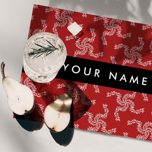 Christmas Garland, Red, Your name, Personalize Placemat (Creator Uploaded)