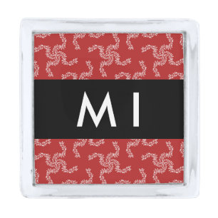 Christmas Garland, Red, Your name, Personalize Silver Finish Lapel Pin
