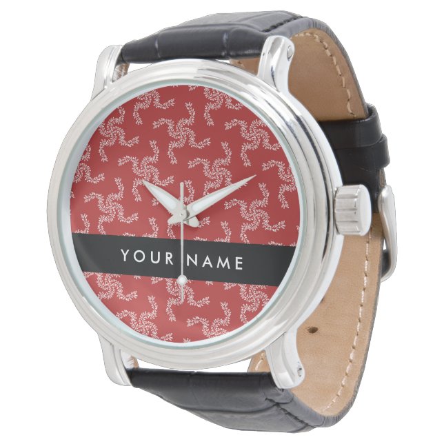 Christmas Garland, Red, Your name, Personalize Watch (Angled)