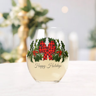 Christmas Garland Stemless Wine Glass