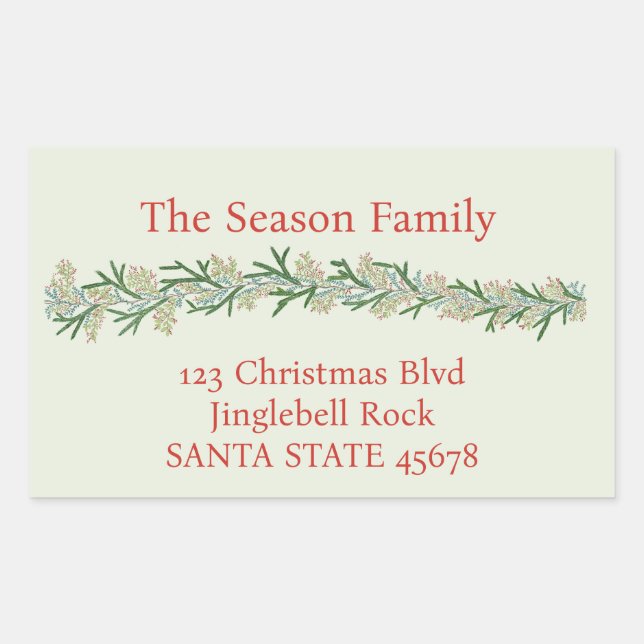 Christmas Garland Watercolor Rectangular Sticker (Front)