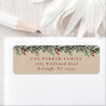 Christmas Garland Watercolor Return Address   Label<br><div class="desc">A festive,  red,  green and white Christmas return address sticker featuring watercolor garland with greenery,  leaves and berries.</div>