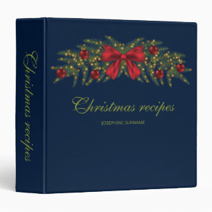 Christmas Garland With A Red Bow And Baubles 3 Ring Binder