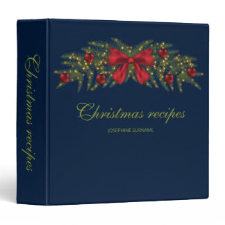 Christmas Garland With A Red Bow And Baubles 3 Ring Binder