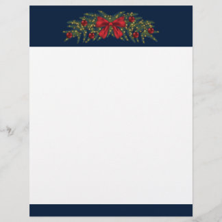 Christmas Garland With A Red Bow And Baubles Letterhead