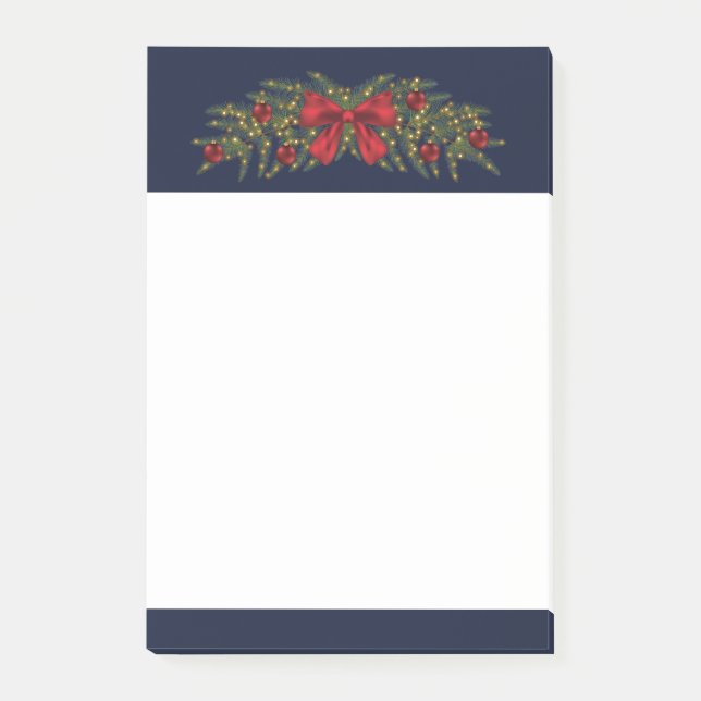 Christmas Garland With A Red Bow And Baubles Post-it Notes (Front)