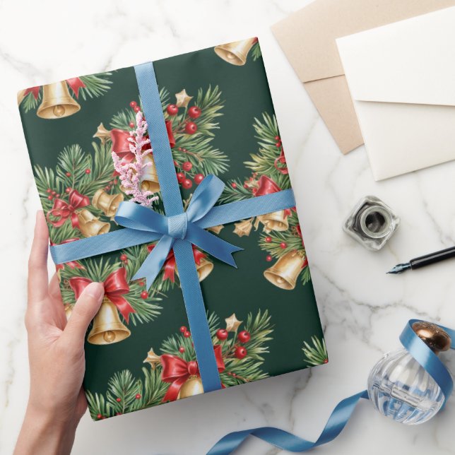 Christmas Garland Wrapping Paper with Bells & Bows (Gifting)