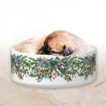 Christmas garland wreath floral pine berries pet bowl<br><div class="desc">Christmas garland,  wreath,  pine,  berries watercolor floral Christmas,  winter pet bowl.</div>