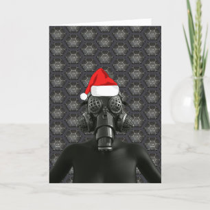 CHRISTMAS GAS MASK DARK HUMOR GREETING CARD