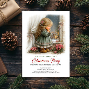 Christmas Gathering Invitation Cute Girl Winter