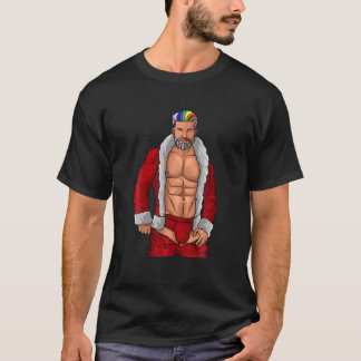 Christmas Gay Santa Claus LGBTQ Rainbow Funny Xmas T-Shirt