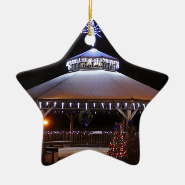 Christmas Gazebo Ceramic Ornament (Front)