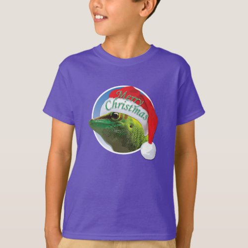 Christmas Gecko _ Kids Basic Hanes T_Shirt