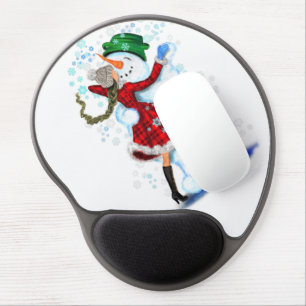 Christmas Gel Mouse Pad Snowman and Girl Dance
