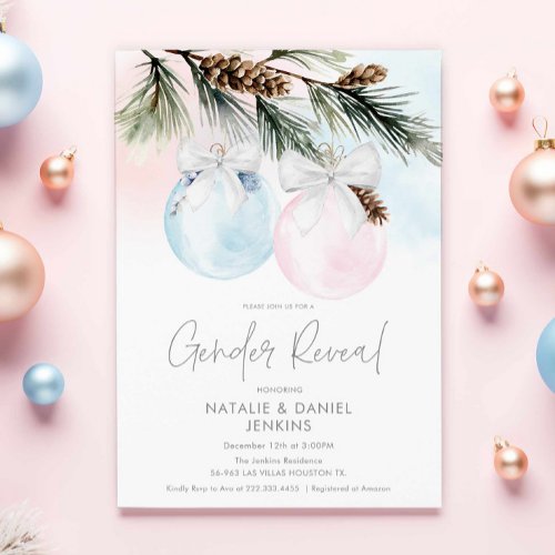 Christmas Gender Reveal Baby Shower Invitation