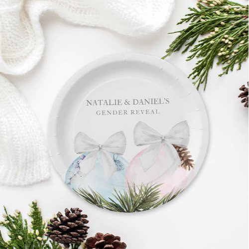 Christmas Gender Reveal Baby Shower Paper Plates