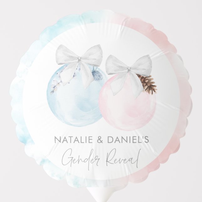 Christmas Gender Reveal Baby Shower Party Balloon (Front)