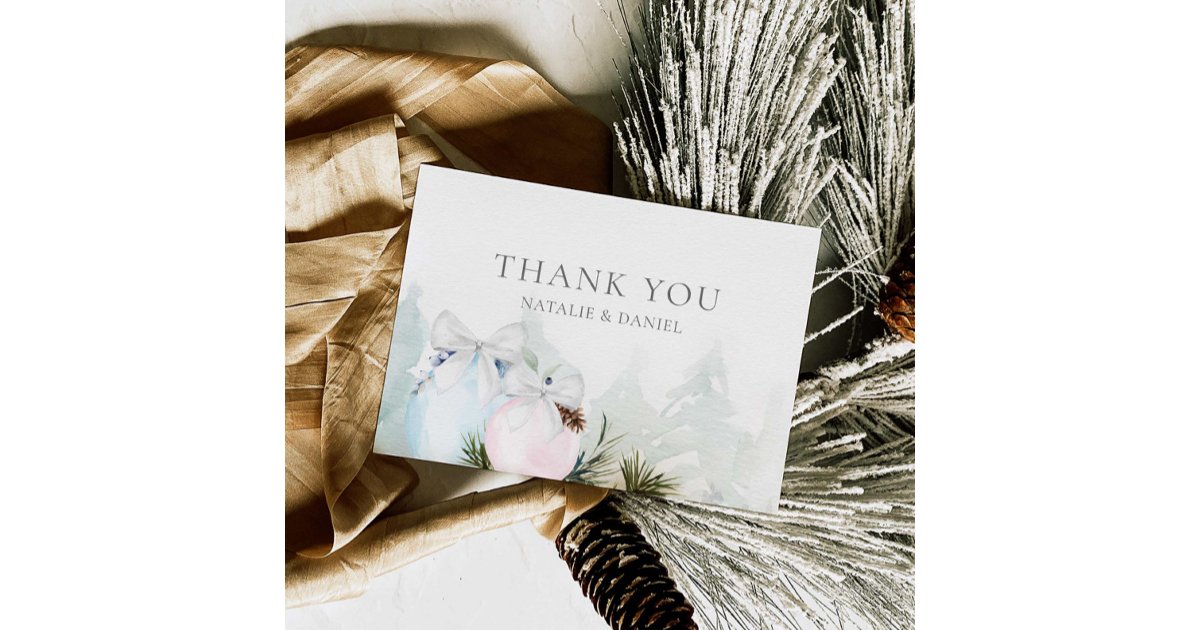 Christmas Gender Reveal Baby Shower Thank You Card | Zazzle