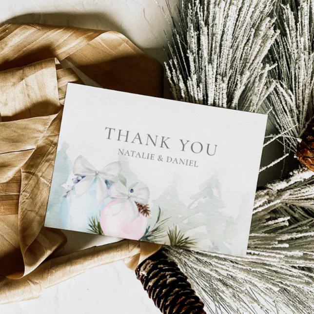 Christmas Gender Reveal Baby Shower Thank You Card | Zazzle