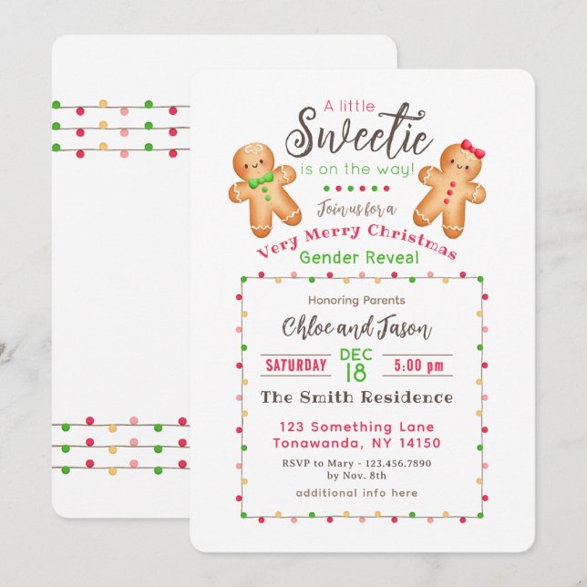 Christmas gender reveal invitation (Front/Back)