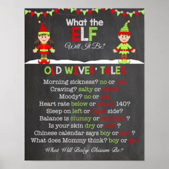 Christmas Gender Reveal Old Wives' Tales Poster by AshleysPaperTrail at Zazzle