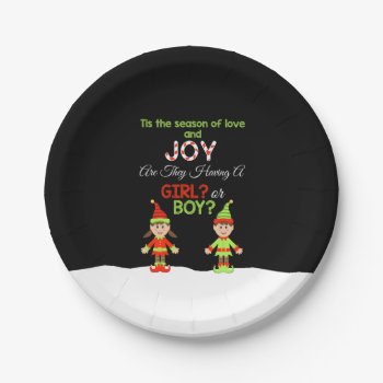 Christmas Gender Reveal Paper Plates - Elf by AshleysPaperTrail at Zazzle