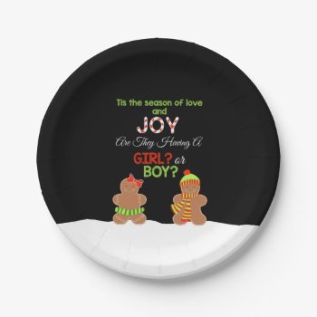 Christmas Gender Reveal Paper Plates - Gingerbread by AshleysPaperTrail at Zazzle