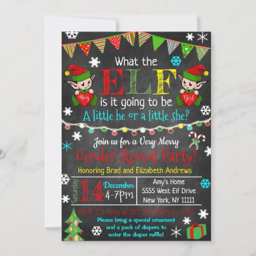 Christmas Gender Reveal Party Invitation