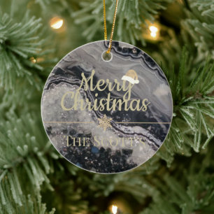 christmas geode ceramic ornament