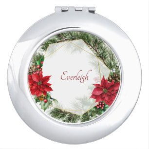 Christmas Geometric Monogrammed Compact Mirror