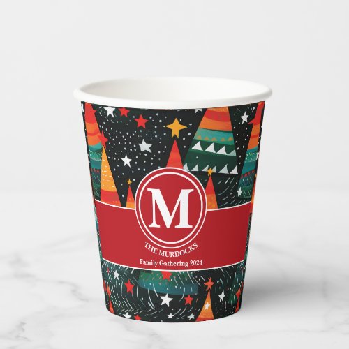 Christmas Geometric Tree Pattern Trendy Style Paper Cups