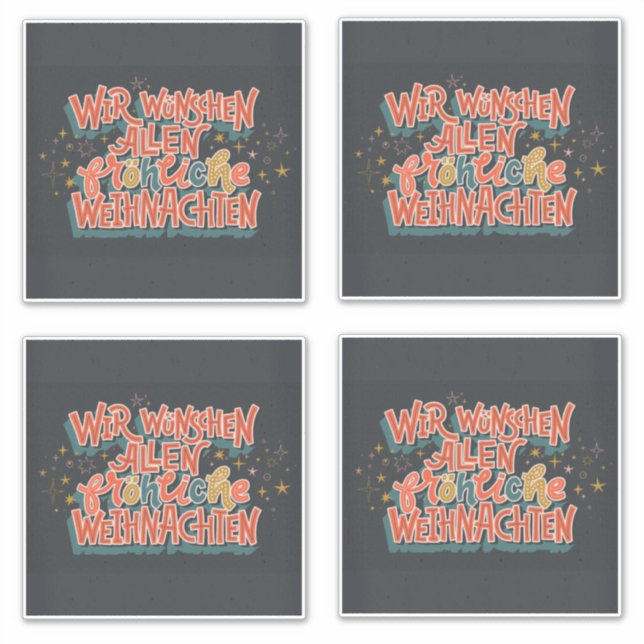 CHRISTMAS GERMAN LETTERING WIR WUNSCHEN ALLEN FROH STICKER (Front)