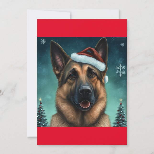 Christmas German Shepard / Alsatian dog gift T-Shi Holiday Card (Front)