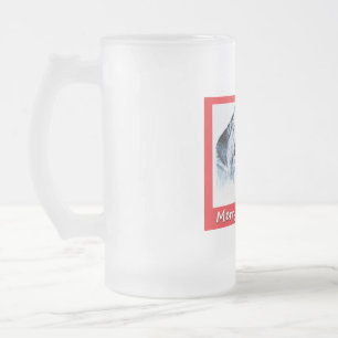 Christmas German Shepherd and Santa Claus Frosted Glass Beer Mug