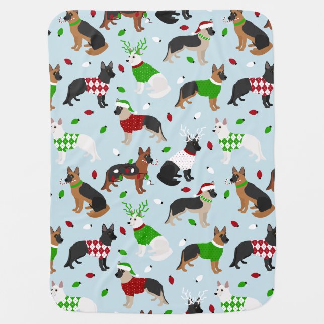 Christmas German Shepherd Baby Blanket (Front)