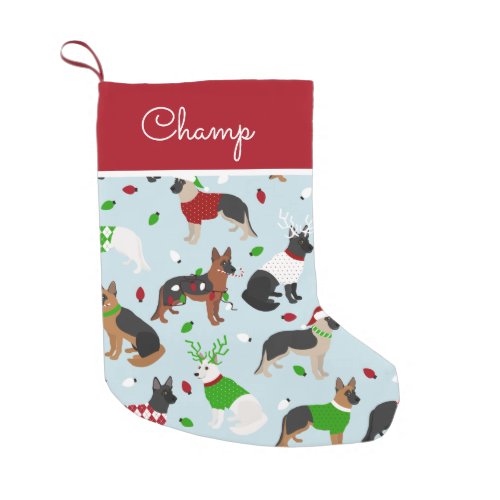 Christmas German Shepherd Custom Name Small Christmas Stocking