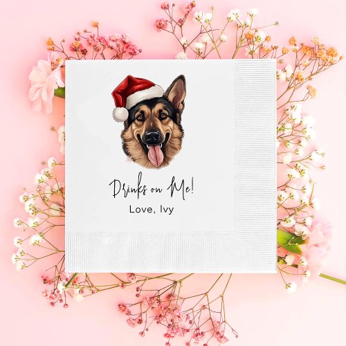 Christmas German Shepherd Dog Drinks On Me Napkins