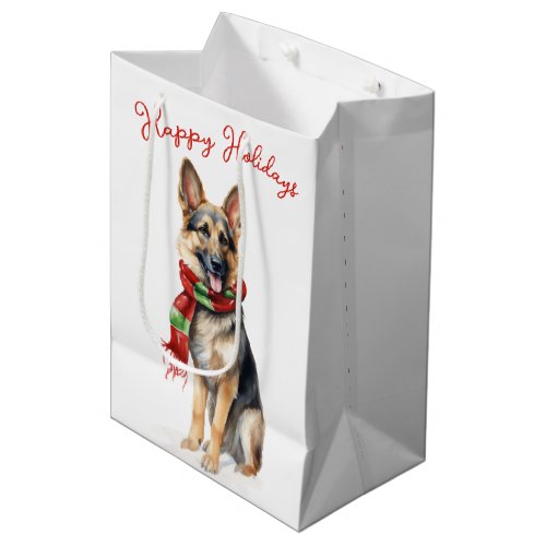 Christmas German Shepherd Dog Medium Gift Bag